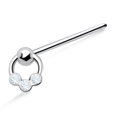 Stones Ring Shaped Silver Straight Nose Stud NSKA-440